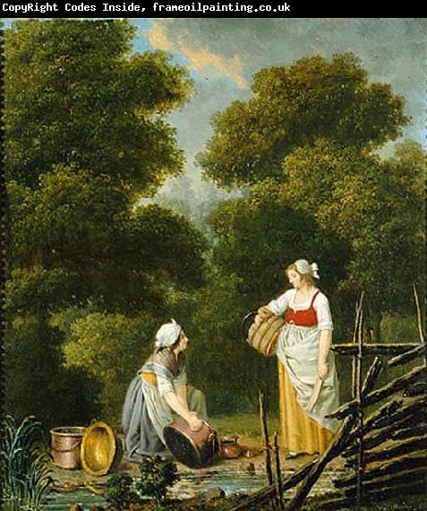Pehr Hillestrom Two Maid Servants at a Brook
